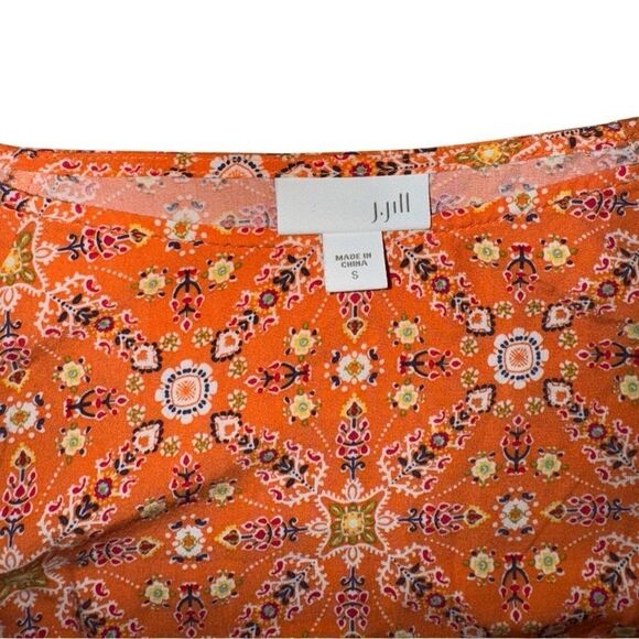 ❤️🔥J. Jill Women's Floral Bohemian Tunic Top in Orange Size Small - Picture 3 of 4